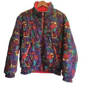 Vintage Fera Retro Women's Reversible Ski Bomber Puffer Jacket Size 14